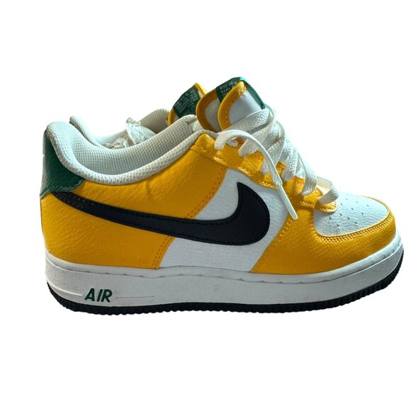 Nike Air Force 1 GS University Gold/Black/Green Sneakers 6Y New - Picture 2 of 8